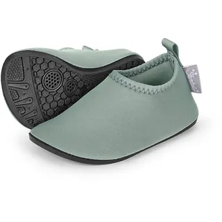 Sterntaler Badeschuhe Uni – Baby Aquaschuhe – Unisex Strand Slipper mit flexibler Sohle – schnelltrocknend & leicht - Ideal für Strand & Schwimmbad - Kinder Bademode – Farbe mattgrün, Größe 28