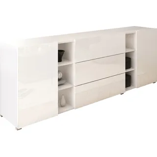 INOSIGN Sideboard »BERLIN«, Moderne grifflose Kommode Breite 190 cm, offene Fächern/ Schubladen weiß