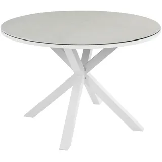 Beliani Gartentisch Ø 120 x 75 cm Weiß/Beige/Grau