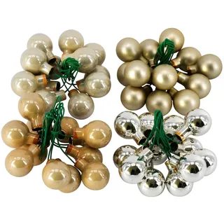 Hochwertige & Dekorative Glas Spiegelbeeren am Draht - Glänzend & Matt - Dekokugeln/Tischdeko/Christbaum/Weihnachten (Champagner, Ø 2cm (144 Stück Sortiert))