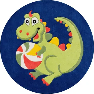 Kinderteppich , Blau, Grün , Textil , Drache , rund , Textiles Vertrauen - Oeko-Tex® , für Fußbodenheizung geeignet , Teppiche und Böden, Teppiche, Kinderteppiche