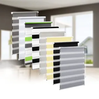 Eurohome Doppelrollo Klemmfix ohne Bohren, Duo Rollo,70cm x 130cm (Stoffbreite 66 cm) Hellgrau Transparentes und undurchsichtiges Sichtschutz Rollo mit Klemmträgern für Fenster und Türen