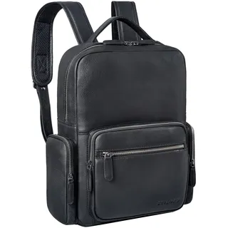 STILORD "Polino Business Rucksack Herren Leder 15,6 Zoll Laptopfach XL Vintage Lederrucksack für Arbeit Büro Uni Arbeitsrucksack Laptoprucksack Echtleder Backpack Farbe:schwarz