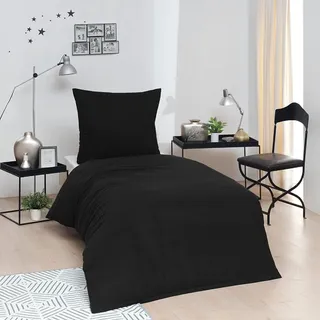Brielle Bettwäsche Set aus 100% Baumwolle 155 x 220 cm Schwarz - Schwarz