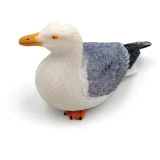 Onwomania Polyresin Figur Möwe Silbermöwe Meer Vogel Tier Dekofigur aus Polyresin Weiß 7 cm