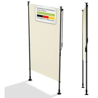 YEAUPE PRO Senkrechtmarkise außen, 149 x 270 cm, Cremefarben, ohne Bohren, Klemmmarkise mit Handkurbel, geeignet für Balkon, Terrasse, Außenbereich und Garten, wetterfester Sichtschutz