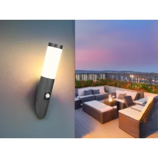 LED Außenwandleuchte mit Bewegungsmelder Fassadenlampen Edelstahl Schwarz H:39cm - Schwarz, Weiß