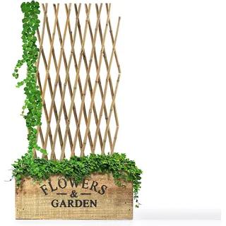 Floordirekt Rankgitter 120cm hoch aus Holz Bambus Spalier für Garten, Balkon & Terrasse | Individuell ausziehbar | Witterungsbeständig & langlebig | Gitterspalier (120 x 180 cm)