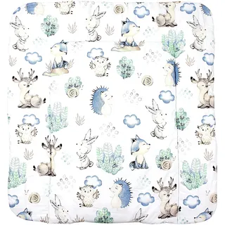 TupTam Baby Wickeltischauflage mit Baumwollbezug Gemustert, Farbe: Rehe/Igel, Größe: 75 x 85 cm