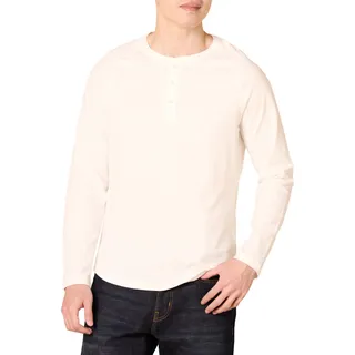 Amazon Essentials Herren Langärmeliges Henley-Shirt, Schmale Passform, Weiß, M