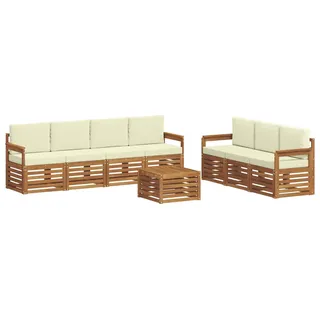 Sofagarnituren 8 pcs Natur und Creme Massivholz Akazie - Creme