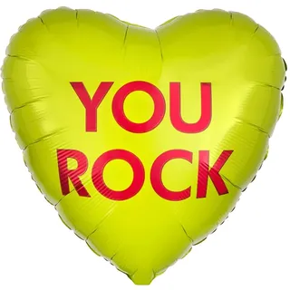Amscan Standard You Rock - Zuckerherz Folienballon Herz S40 verpackt 43 cm