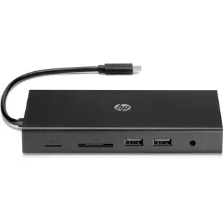 HP USB-C Reisehub (USB-C Hub, USB Hub, USB C, RJ-45, HDMI, VGA, microSD, SD, USB, Audio)