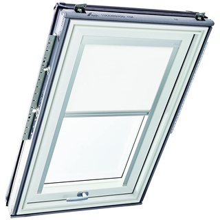 Original Roto Rollo Exclusiv ZRE für Roto Dachfenster Tageslichtrollo Führungsschiene Silber Für Roto Dachfenster der Baureihe Designo R6/R8, i8 und Classic 64/84 mit Größe 074/118 | 07/11 Farbe Weiß