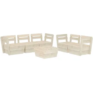 6-tlg. Garten-Paletten-Lounge-Set Imprägniertes Fichtenholz - Beige, Bunt