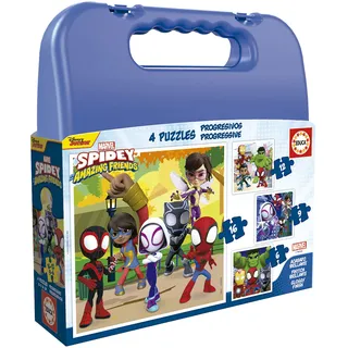 Educa - Spidey und Seine Super-Freunde, 4in1 Puzzleset mit 6/9/12/16 Teilen, Puzzle für Kinder ab 3 Jahren, Spiderman, Marvel (19580)