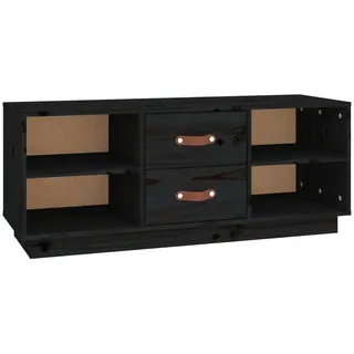 vidaXL TV-Schrank Schwarz 100x34x40 cm Massivholz Kiefer - Schwarz