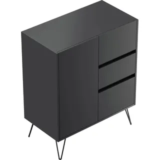 Posseik Sideboard Industrial K 3 Schubladen 1 Tür 80 cm Grafit