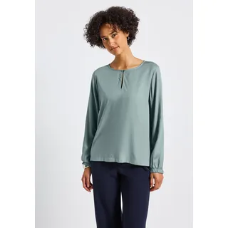 STREET ONE Langarmbluse STREET ONE, Damen, Gr. 44, blau (arona blau), Stoff, 100% Viskose, unifarben, normal normal, Rundhals, Bündchen, Blusen, aus softer Viskose