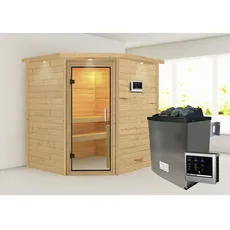 Bild von KARIBU Sauna Mia - 9 kW Saunaofen mit externer Steuerung, für 3 Personen beige