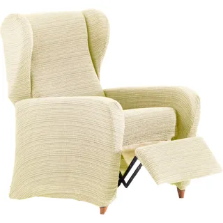 ECOMMERC3 Elastischer Sesselbezug aus Jacquard, Ohrensessel, Ecru, verstellbar, atmungsaktiv und verschleißfest, einfach anzubringen und zu entfernen, gepolstertes Design, Ekrü