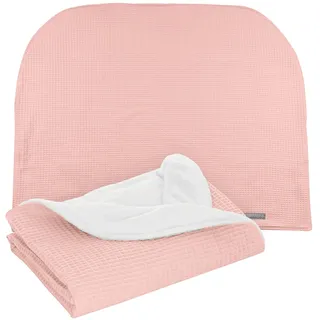 MIMUSELINA Babydecke Baumwolle 90x70 cm | Babydecke Winter und Herbst | Baby Decke neugeborenen Warm für Bett und Kinderwagen | Waffle Pink