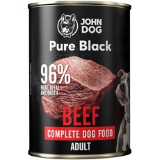 JOHN DOG Pure Black - 96% Fleisch - Premium Nassfutter für Hunde - Hypoallergenes Hundefutter - Glutenfrei Nassfutter - 100% Natürliche Zutaten - 6 x 400g - (RINDFLEISCH)
