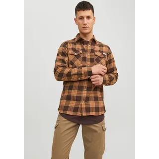 Jack & Jones Langarmhemd »JJSHERIDAN FALL CHECK SHIRT LS«, mit Brusttaschen, braun