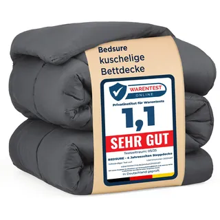 BEDSURE Bettdecke Ohne Bezug 200x200 - Bettdecke 200x200 für Allergiker, Warm & Gemütlich Ganzjahresdecke 300GSM Füllung, Waschbare Duvet für 4 Jahreszeiten, Grau