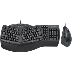 Perixx PERIDUO-512B Ergonomisches Tastatur- und Maus-Set - Vertikale Design-Maus, Kabelgebunden, USB, Schwarz - Komfortables QWERTZ Layout