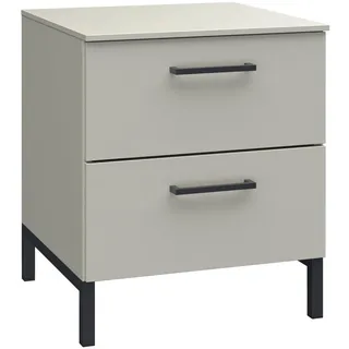Novel Nachtkästchen , Hellgrau , Metall , 2 Schublade(n) Schubladen , 42x51x41 cm , Typenauswahl, Soft-Close-System , Schlafzimmer, Nachtkästchen