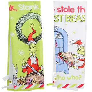 The Grinch Geschirrtücher Set 2er-Pack, Küchentücher Baumwolle, Weihnachten Deko Küche