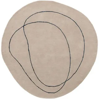 benuta Pure Wollteppich Shape Cream ø 200 cm rund , Creme , Textil , Abstrakt , Freiform , 200x200 cm , Gots , pflegeleicht , Teppiche und Böden, Teppiche, Schafwollteppiche