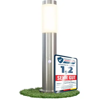 linovum BOSEA-B Standleuchte außen mit Bewegungsmelder, Dämmerungssensor & E27 Sockel - Edelstahl Pfostenleuchte 50cm IP44