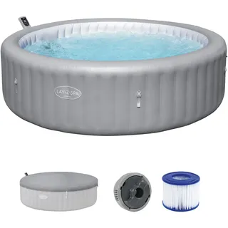 Bestway Lay-Z-Spa Hawaii AirJet Whirlpool Ø236 x 71 cm – Aufblasbarer Outdoor Jacuzzi für 8 Personen, 190 AirJet Düsen, EnergySense Dämmung, App-Steuerung, Heizung 40 °C, Frostwächter, TriTech PVC
