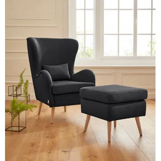 Sessel HOME AFFAIRE "Sallito, TV-Sessel, Ohrensessel mit", schwarz, B:76cm H:109cm T:85cm, Struktur Hahnentritt (67% Polypropylen, 33% Polyester);Samtoptik (100% Polyester);Fellimitat (100% Polyester);Samtcord (92% Polyester, 8% Polyamid);Struktur (100% Polyester);Struktur fein (100% Polyester), Sessel, Sessel, Hocker, in vielen Bezugsqualitäten, auch in Samtcord