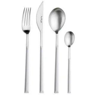 Pintinox Besteckset , Weiß, Edelstahlfarben , Metall, Kunststoff , 24-teilig , ISO 9001 , rostfrei, lebensmittelecht , Besteck, Besteck-Sets