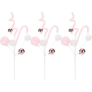 Sea Team 6er-Pack dekorative Weihnachtsbaumzweige, Kugelaufhängeräste, Baumspitzen, Vasenfüller, Stängel, Picks für Weihnachtsbaum, Kranz, Girlande, 16 Zoll.Rosa