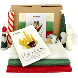 Wachsmann Kerzen selber machen Set – 15 Bienenwachsplatten (15 x 20 cm) mit Hanfdochten für 15 Bienenwachskerzen, 100% reines Bienenwachs aus Deutschland, Dochte 21 cm, Adventskerzen & Geschenk