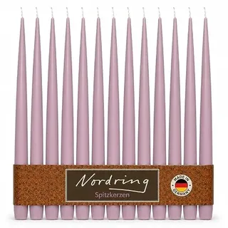 Nordring 12 Stück Spitzkerzen 2,3 cm x 25 cm hoch Flieder – RAL-zertifiziert, tropffrei & raucharm, ca. 8 Std. Brenndauer – Tischdeko & Kerzenleuchter