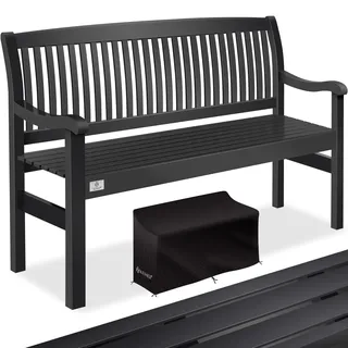 KESSER® Gartenbank Holz Holzbank wetterfest | Für 3 bis 4 Personen | Parkbank aus Massivholz | Sitzbank 320 kg belastbar | Balkonbank Bank für Balkon Terrasse & Garten inkl. Cover - Grau
