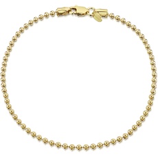 Amberta Damen-Kette Armband aus 925 Sterlingsilber Vergoldet 18K: Kugelkette 18 cm