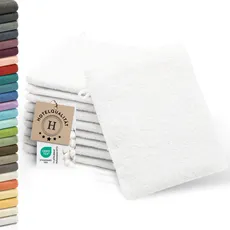 ZOLLNER 10er Set Waschlappen - weiche und saugstarke Waschhandschuhe - waschbar bis 95°C - Baumwolle - 16x21 cm in weiß