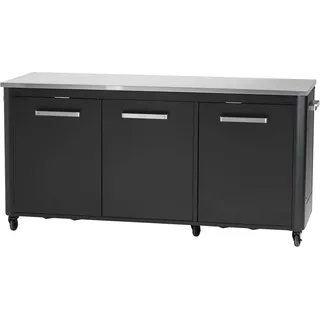 cozze 210 x 67 x 90 cm Außentisch, Edelstahl & Schwarz, Mobilität & Stil, Perfekt für die Außenküche 90528