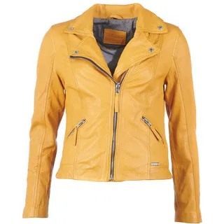 Lederjacke MUSTANG "Lederjacke 31019198", Damen, Gr. L, gelb (curry), Obermaterial: 100% Lammleder LEL. Futter: 100% Baumwolle CO., Jacken Lederjacke