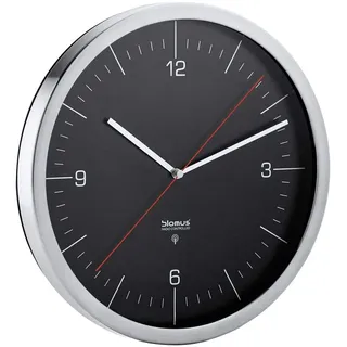 blomus Funkuhr -CRONO- | Wanduhr mit Edelstahlrand | automatische Zeiteinstellung | Farbe Schwarz | 30,5B x 30,5H x 4T cm