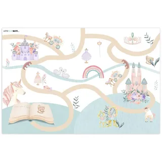 MuchoWow Kinderteppich Prinzessin - Schloss - Blumen - Einhorn - Mädchen 105x70 cm , Kunststoff , Rechteckig , 105x70 cm , Ce , rutschfest , Teppiche und Böden, Teppiche, Kinderteppiche