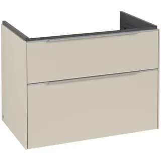 Villeroy & Boch Subway 3.0 Waschbeckenunterschrank, 2 Auszüge, 772x576x478mm, C57400VN, Farbe: Front/Korpus: Cashmere Grey, Griff: Aluminium glänzend