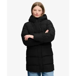 Superdry für Damen. W5012179A Gesteppte Sportjacke mit Kapuze, mittellang, schwarz (L), Lässig, Polyester