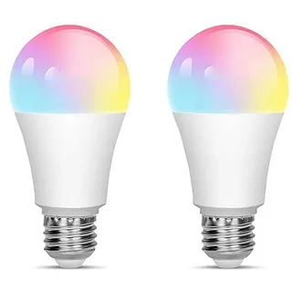 2 Stück Tuya E27 Glühbirne Dimmbar WiFi Steuerbar RGBCW Energiesparend